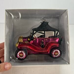 Dept 56 Mercury Glass Black/Red Model T Automobile Car Christmas Ornament in Box